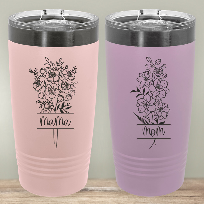 Personalized Birth Flower Tumbler | 4 Color Options