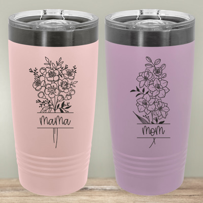 Personalized Birth Flower Tumbler | 4 Color Options