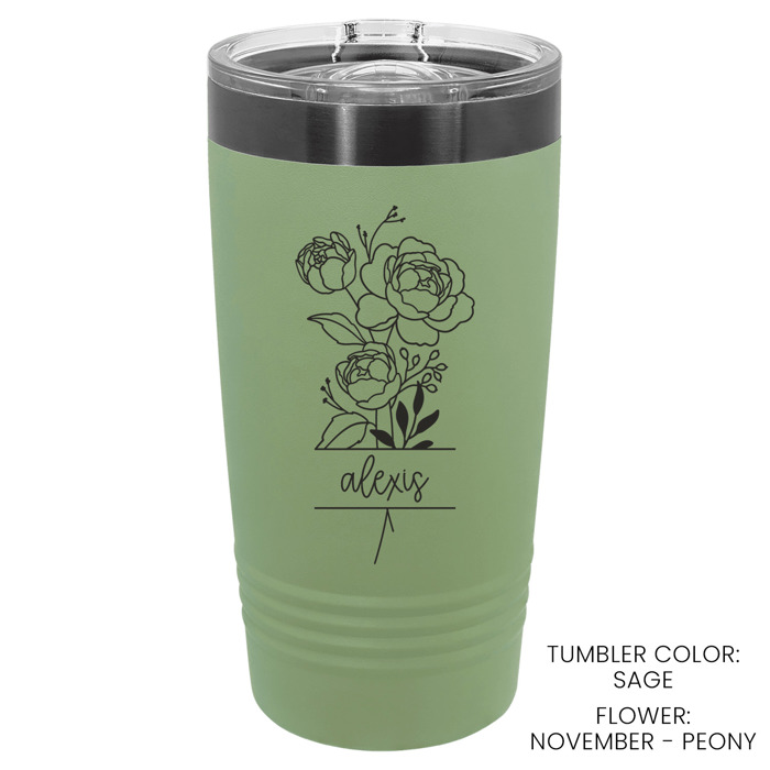 Personalized Birth Flower Tumbler | 4 Color Options