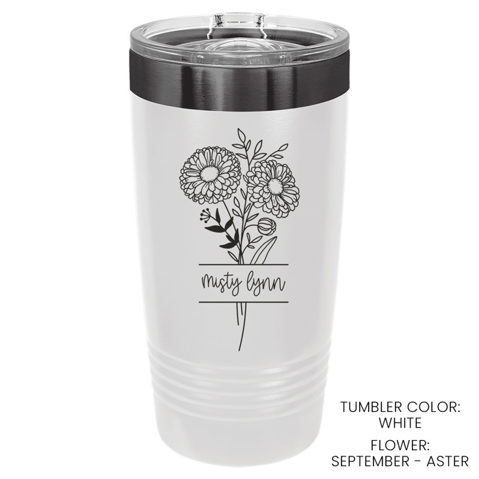 Personalized Birth Flower Tumbler | 4 Color Options