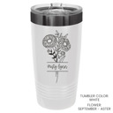 White Personalized Birth Flower Tumbler | 4 Color Options