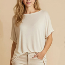  MELANGE BABY HACCI OFF-SHOULDER LOOSE FIT TOP