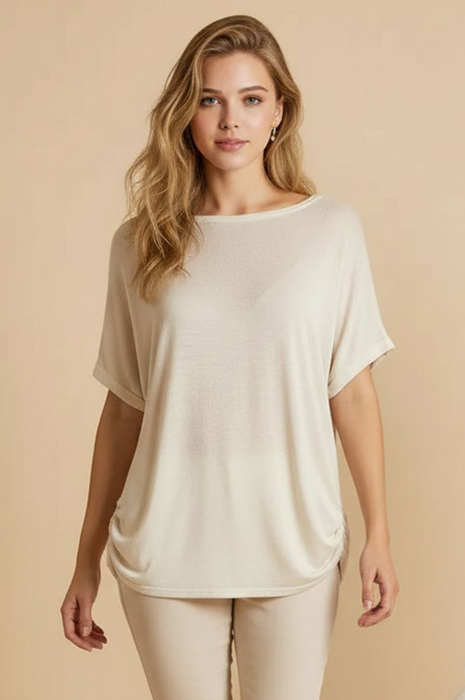 MELANGE BABY HACCI OFF-SHOULDER LOOSE FIT TOP