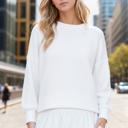 Small IVORY WAFFLE LONG SLEEVE CROP TOP