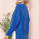 S-M ROYAL BLUE WAVE RIB OVERSIZED SWEATSHIRT WITH SIDE SLIT