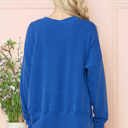 S-M ROYAL BLUE WAVE RIB OVERSIZED SWEATSHIRT WITH SIDE SLIT