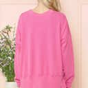 S-M FUCHSIA WAVE RIB OVERSIZED SWEATSHIRT WITH SIDE SLIT