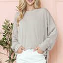 L-XL SAND WAVE RIB OVERSIZED SWEATSHIRT WITH SIDE SLIT