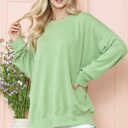 S-M PISTACHIO WAVE RIB OVERSIZED SWEATSHIRT WITH SIDE SLIT