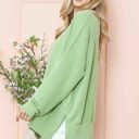 S-M PISTACHIO WAVE RIB OVERSIZED SWEATSHIRT WITH SIDE SLIT