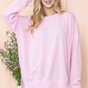 S-M LIGHT PINK WAVE RIB OVERSIZED SWEATSHIRT WITH SIDE SLIT