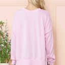 S-M LIGHT PINK WAVE RIB OVERSIZED SWEATSHIRT WITH SIDE SLIT