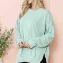 S-M SAGE WAVE RIB OVERSIZED SWEATSHIRT WITH SIDE SLIT