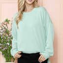 L-XL SAGE WAVE RIB OVERSIZED SWEATSHIRT WITH SIDE SLIT