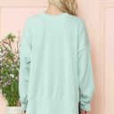 L-XL SAGE WAVE RIB OVERSIZED SWEATSHIRT WITH SIDE SLIT