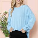 S-M POWDER BLUE WAVE RIB OVERSIZED SWEATSHIRT WITH SIDE SLIT