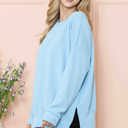 S-M POWDER BLUE WAVE RIB OVERSIZED SWEATSHIRT WITH SIDE SLIT