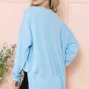 S-M POWDER BLUE WAVE RIB OVERSIZED SWEATSHIRT WITH SIDE SLIT