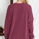 S-M BURGUNDY WAVE RIB OVERSIZED SWEATSHIRT