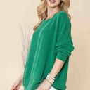 S-M KELLY GREEN WAVE RIB OVERSIZED SWEATSHIRT