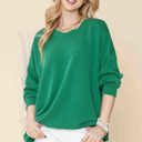 L-XL KELLY GREEN WAVE RIB OVERSIZED SWEATSHIRT