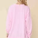 S-M LIGHT PINK WAVE RIB OVERSIZED SWEATSHIRT