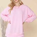 L-XL LIGHT PINK WAVE RIB OVERSIZED SWEATSHIRT