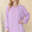 L-XL LILAC WAVE RIB OVERSIZED SWEATSHIRT