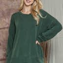 S-M OLIVE WAVE RIB OVERSIZED SWEATSHIRT