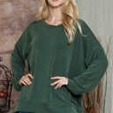 L-XL OLIVE WAVE RIB OVERSIZED SWEATSHIRT