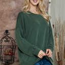 L-XL OLIVE WAVE RIB OVERSIZED SWEATSHIRT