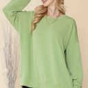 L-XL PISTACHIO WAVE RIB OVERSIZED SWEATSHIRT