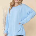 S-M POWDER BLUE WAVE RIB OVERSIZED SWEATSHIRT