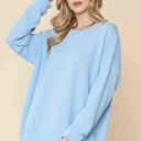 L-XL POWDER BLUE WAVE RIB OVERSIZED SWEATSHIRT