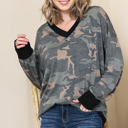 Small CAMO V-NECK CAMOUFLAGE TUNIC TOP