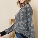 Small CAMO V-NECK CAMOUFLAGE TUNIC TOP