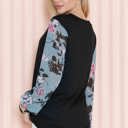 Small BLACK SOLID TUNIC WITH FLORAL CHIFFON SLEEVES