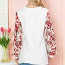 Small CREAM SOLID TUNIC WITH FLORAL CHIFFON SLEEVES