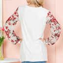 Medium CREAM SOLID TUNIC WITH FLORAL CHIFFON SLEEVES