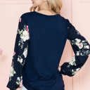 XL NAVY SOLID TUNIC WITH FLORAL CHIFFON SLEEVES