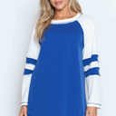 Small ROYAL BLUE WAVE RIB TUNIC WITH CONTRAST SLEEVES