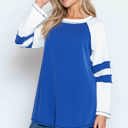 Small ROYAL BLUE WAVE RIB TUNIC WITH CONTRAST SLEEVES