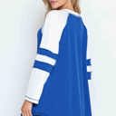 Small ROYAL BLUE WAVE RIB TUNIC WITH CONTRAST SLEEVES