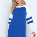 Medium ROYAL BLUE WAVE RIB TUNIC WITH CONTRAST SLEEVES