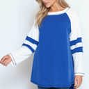 Large ROYAL BLUE WAVE RIB TUNIC WITH CONTRAST SLEEVES