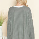 Small OLIVE LOOSE FIT STRIPE TUNIC TOP 