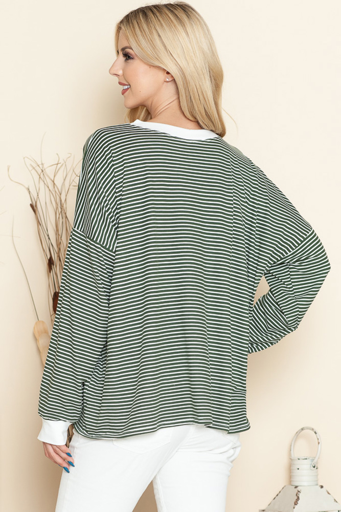 LOOSE FIT STRIPE TUNIC TOP 