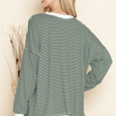 Large OLIVE LOOSE FIT STRIPE TUNIC TOP 