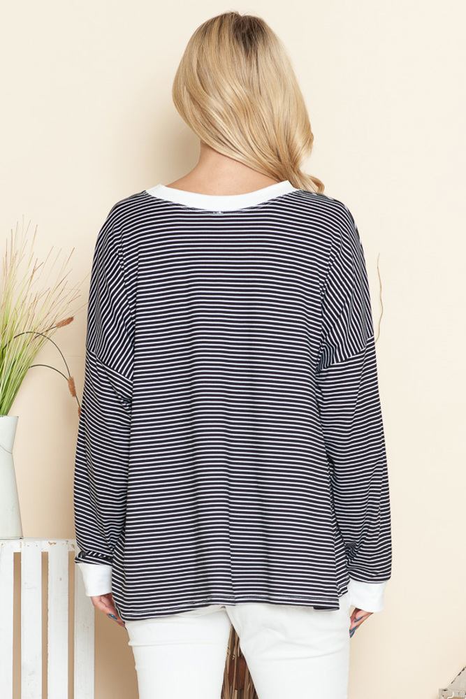 LOOSE FIT STRIPE TUNIC TOP 