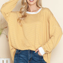 Small MUSTARD LOOSE FIT STRIPE TUNIC TOP 